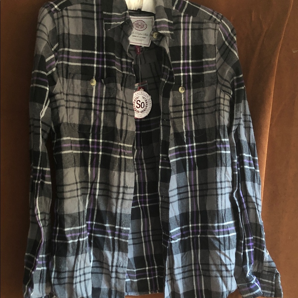 SO Black, Gray & Purple Plaid Button-Down Shirt